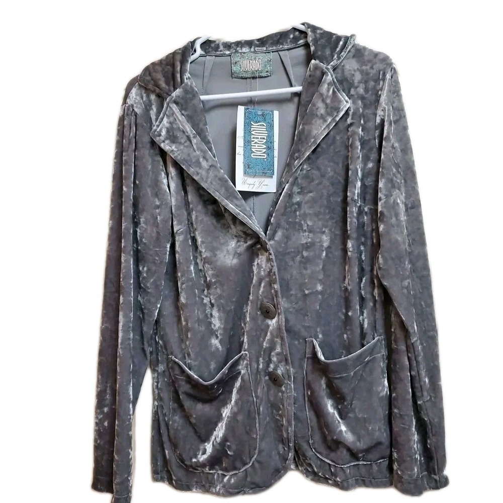 Silverado Women's‎ Jacket Cruched Velvet Gray Shimmer Western-core Classic Sz S